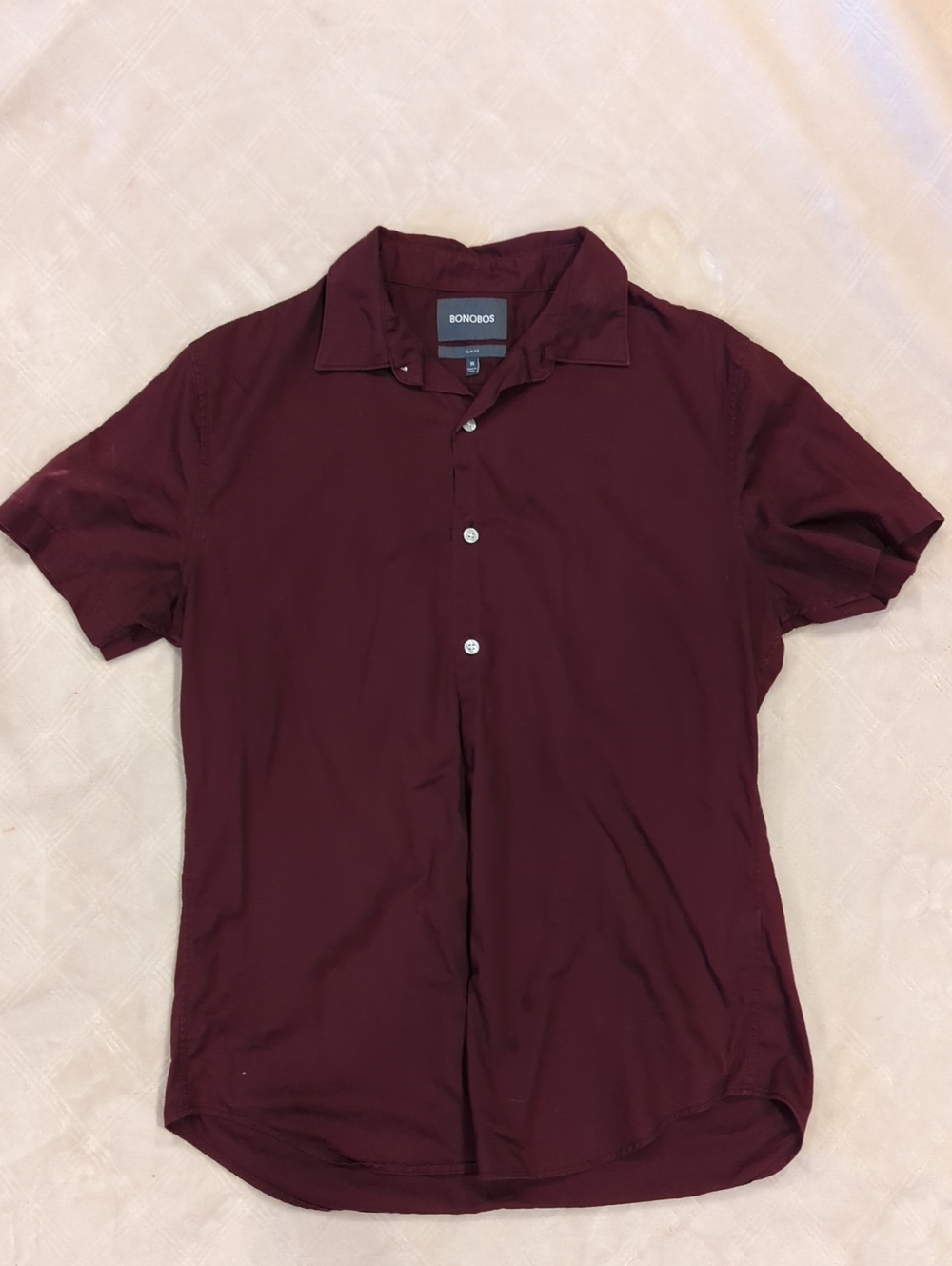 Bonobos Men’s Short Sleeve Button-Down Shirt — Burgundy